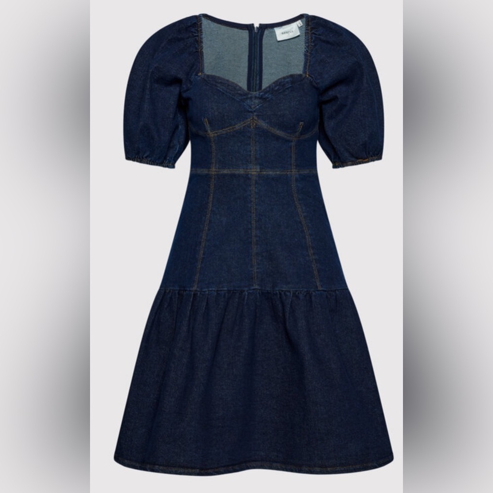 FINLEYGZ DRESS denim dress GESTUZ puff sleeves ￼